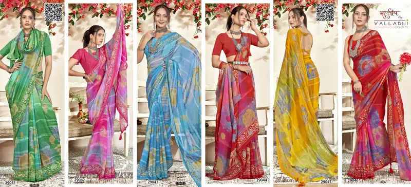 Manasvi 04 By Vallabhi Printed Georgette Sarees Wholesale Market In Surat
